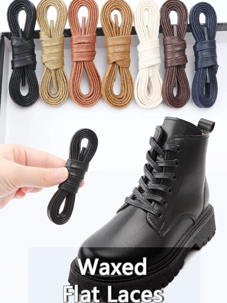 Top Trends: 1Pair Waxed Flat Shoelaces Leather Waterproof Casual Shoes Laces Unisex Boot Shoelace Length 60 80 100 120 140 160 180 CM 1 Pair Shoppable Styles