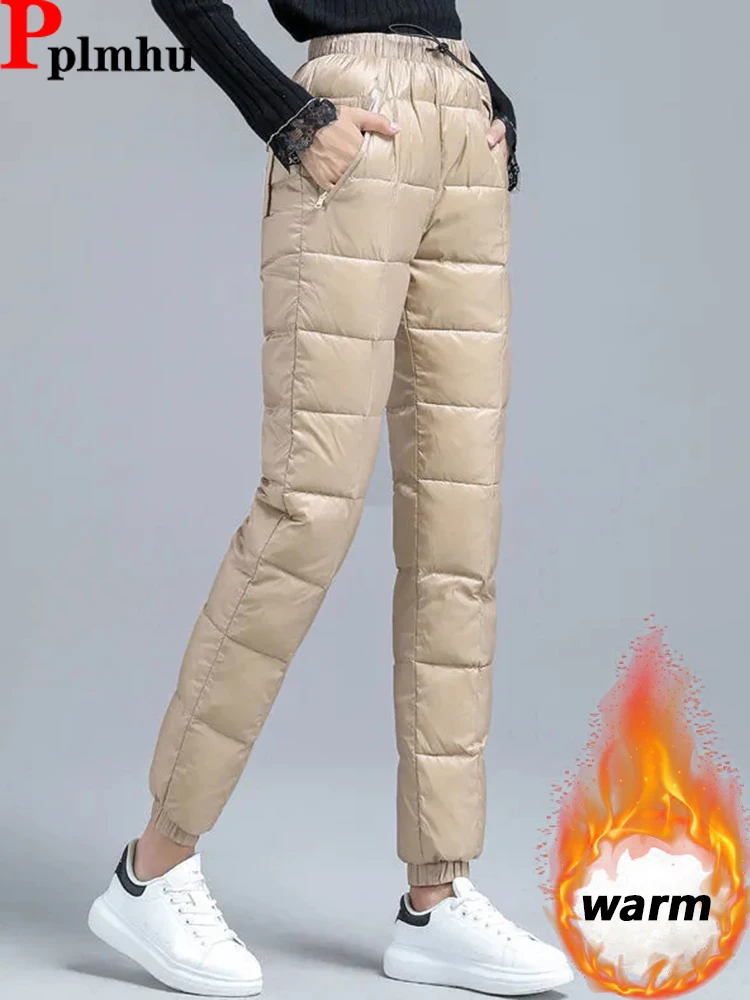 Top Trends: Women Warm Down Cotton Quilted Jogger Pants Winter Thick Fluffy Casual Pantalones Korea High Waist Ultralight Baggy Sweatpants Shoppable Styles