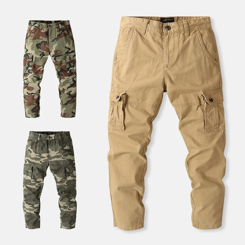 Top Trends: Men's Autumn / Spring Cotton Casual Pants Tactical Multi-Pockets Camouflage Cargo Pants Outdoor Hiking Pants Shoppable Styles