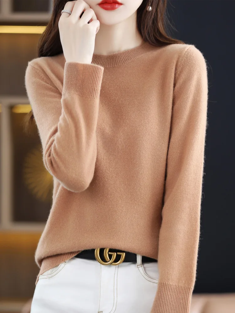 Top Trends: 2024 New Basic Style Female Cashmere Woman Pullover Long Sleeve O Neck 100% Merino Wool Sweater Knitwear Tops Clothing Shoppable Styles - Image 6