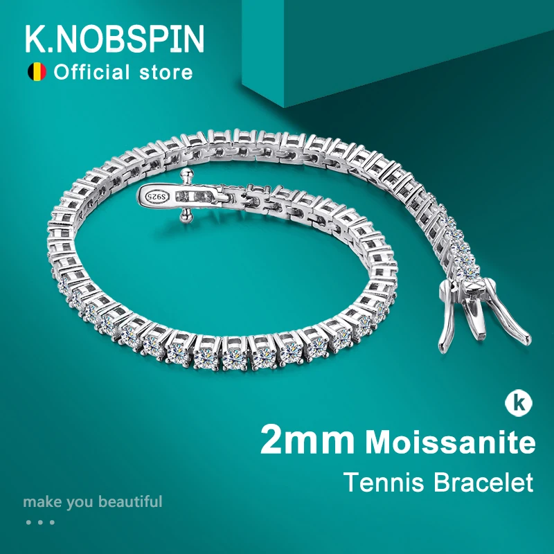 Top Trends: KNOBSPIN 2mm D Color Moissanite Tennis Bracelets For Woman Man Sparkling Diamonds With GRA S925 Sterling Sliver Hip Hop Bracelet Shoppable Styles