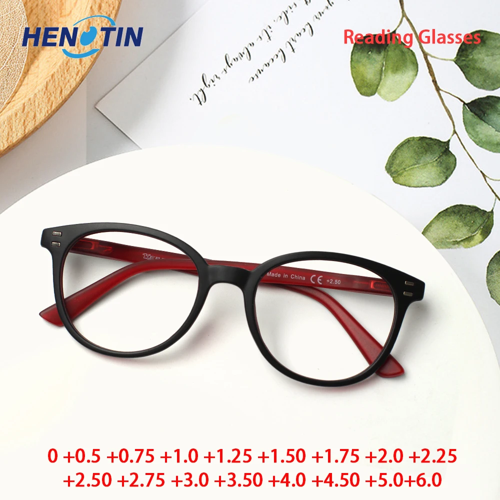 Top Trends: Henotin Prescription Reading Glasses Men Women High Quality Durable Spring Hinge Eyewear Retro Round Frame 0~600 Shoppable Styles