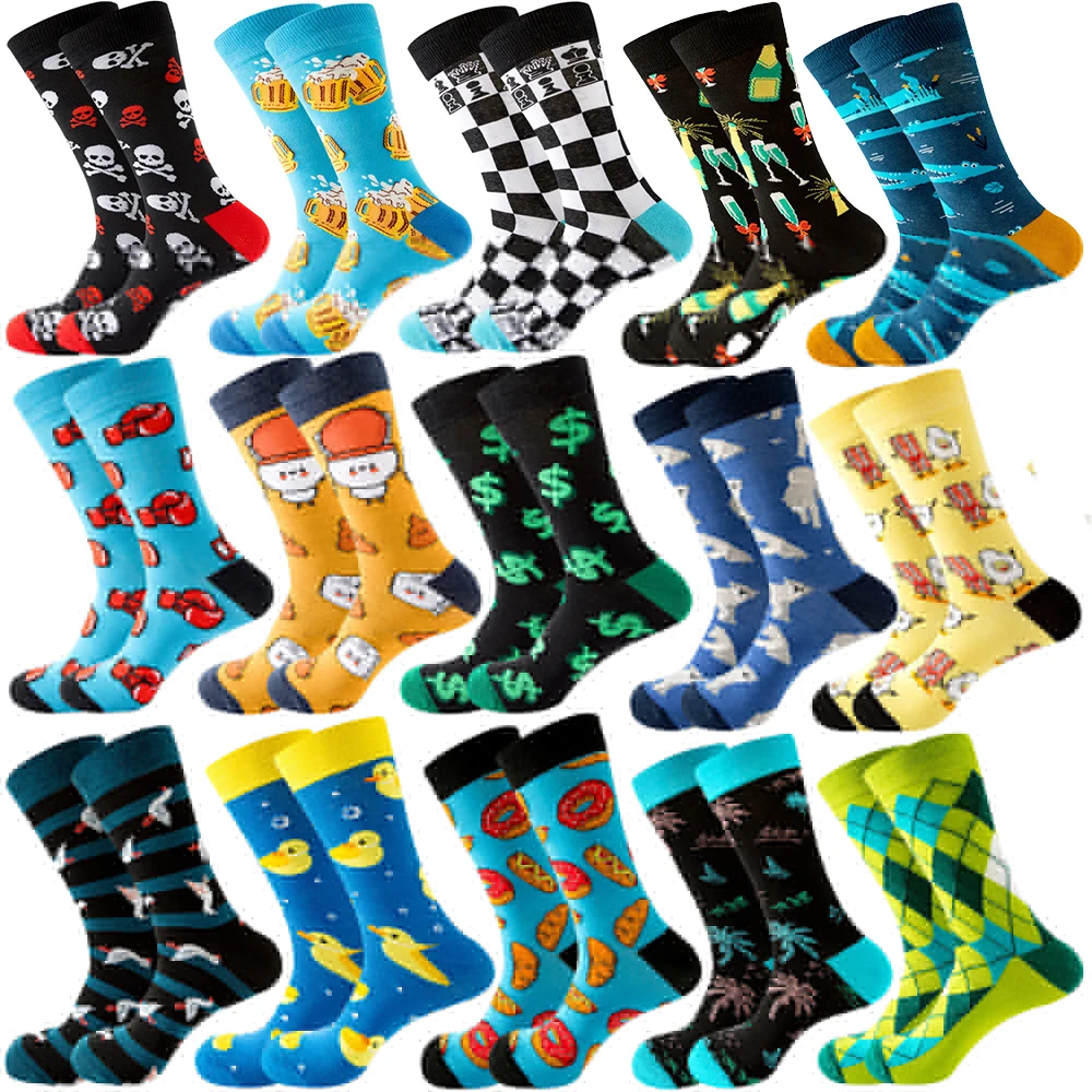 Top Trends: 2023 Autumn Winter New Products Boxing Men's Socks Dollar Mid-tube Socks Black And White Checkerboard Socks Beer Women's Socks Shoppable Styles