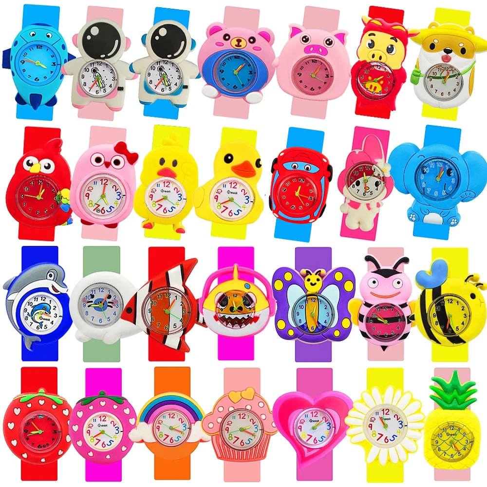 Top Trends: 3D Cartoon Kids Watch Clock Astronaut, poultry, fruit Flowers Children Quartz Watch Rainbow Love Birthday Cake Gift Baby Toy Watch Shoppable Styles