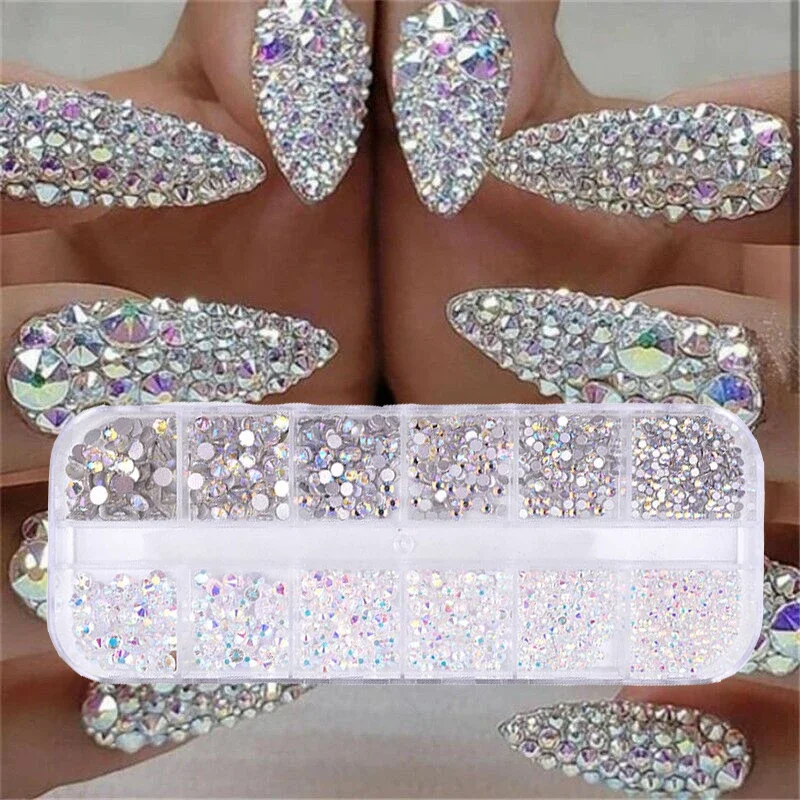 Top Trends: 12 Boxes / Set Of AB Crystal Rhinestone Diamond Gem 3D Glitter Nail Art Decoration Beauty Shoppable Styles