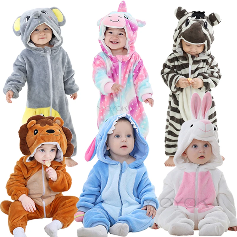 Top Trends: Winter Newborn Baby Boys Girls Flannel Romper Hooded Animal Unicorn Carnival Costume Jumpsuit Warm Cute Outfit Baby Boy Clothes Shoppable Styles