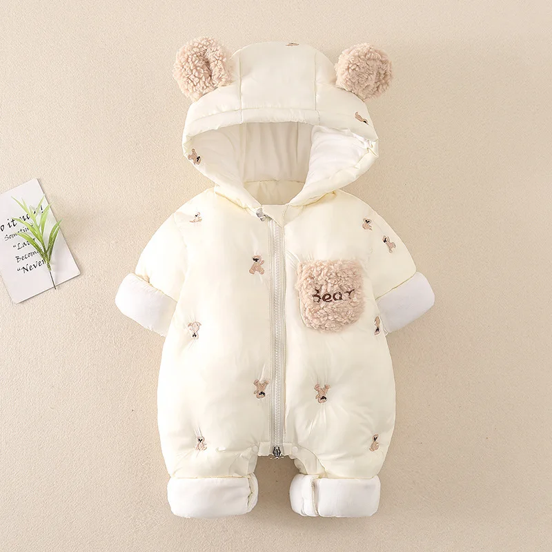 Top Trends: Baby One-piece Padded Cotton Newborn Winter Outside Hugging Clothes For Boys And Girls Baby Warm Hooded Windproof Coats Shoppable Styles