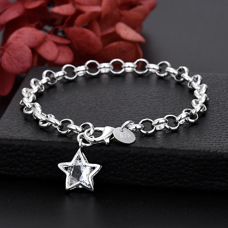 Top Trends: Popular Brands 925 Sterling Silver Pretty Crystal Star Necklace Earring Bracelet Jewelry Set Women Fashion Wedding Accessories Shoppable Styles - Image 6