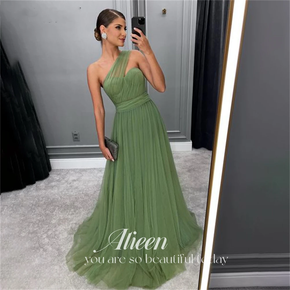 Top Trends: Aileen One Shoulder Prom Gown Net Sage Green Wedding Evening Dress Beach Evening Dress Woman Formal Dresses Vestidos De Noche Shoppable Styles