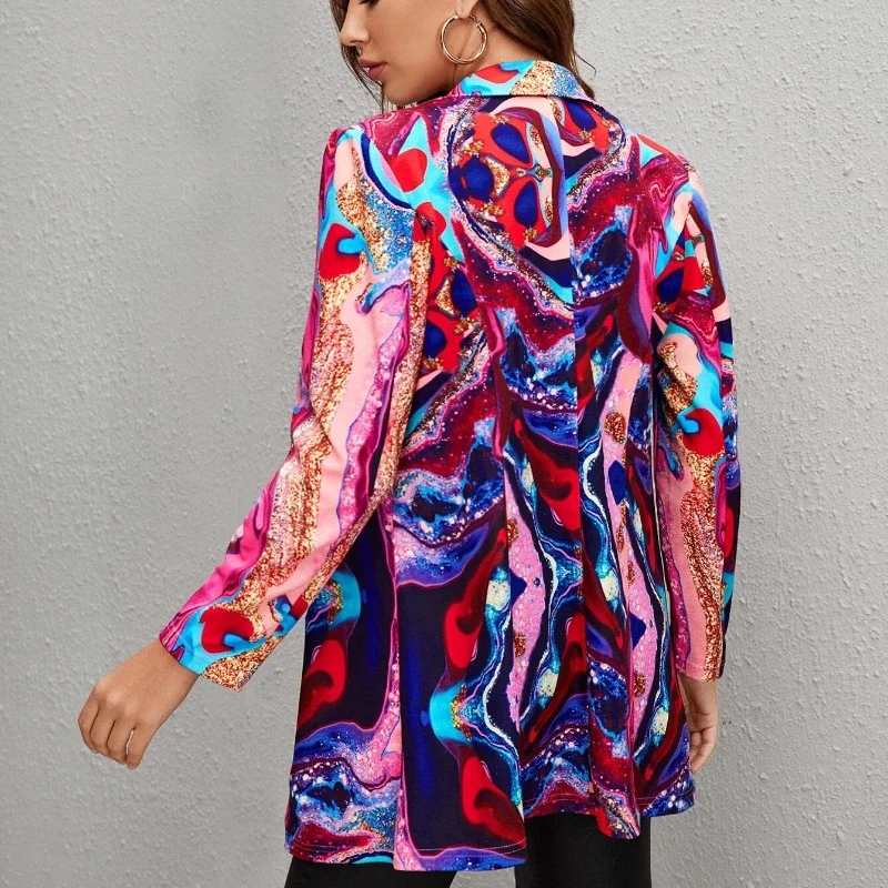 Top Trends: Fashion Casual Blazer Women Non Positioning Printed Suit Thin Coat Ropa Mujer Colorful Blazers New Y2k Jacket Women Clothing Shoppable Styles - Image 6