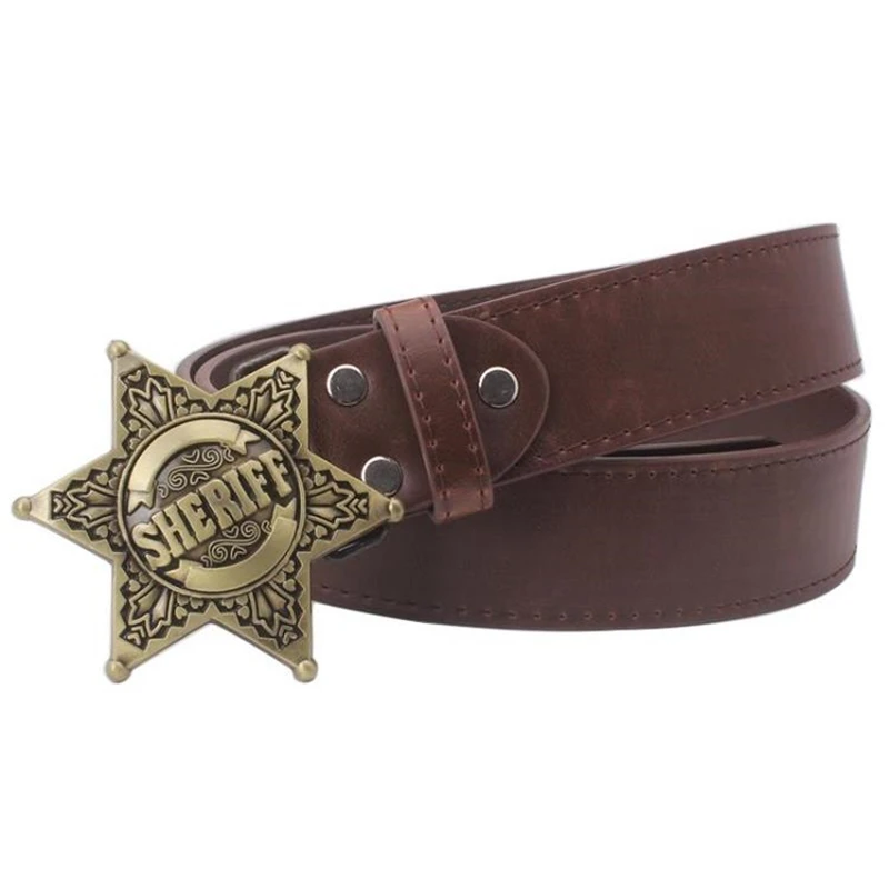 Top Trends: Fashion Belt Men Police Sheriff Badge Sign Hexagonal Six-point Star Metal Buckle Waistband Halloween Costume Shoppable Styles - Image 2