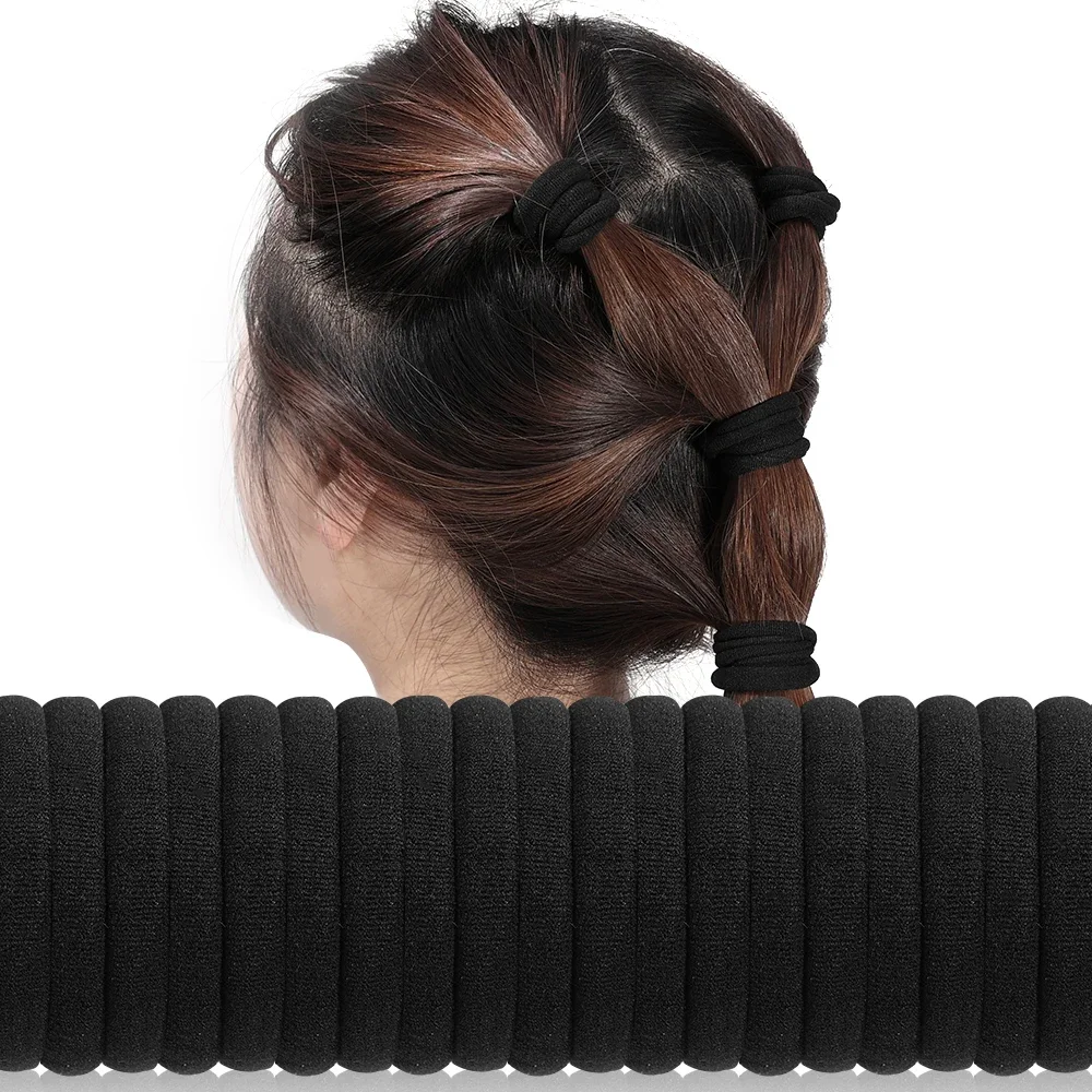 Top Trends: 100PCS Women 3 / 4 / 5cm High Elasticity Hair Bands Solid Black Headband Girls Ponytail Holder Fixed Hair Accessories Hair Ropes Shoppable Styles - Image 3