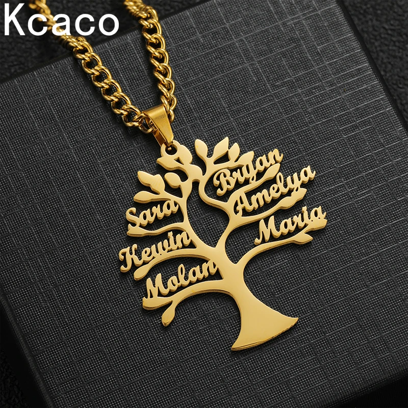 Top Trends: Custom Tree Of Life Necklace For Women Men Stainless Steel Family1-6 Names Pendant With 3mm Chain Parents Friends Jewellery Gift Shoppable Styles