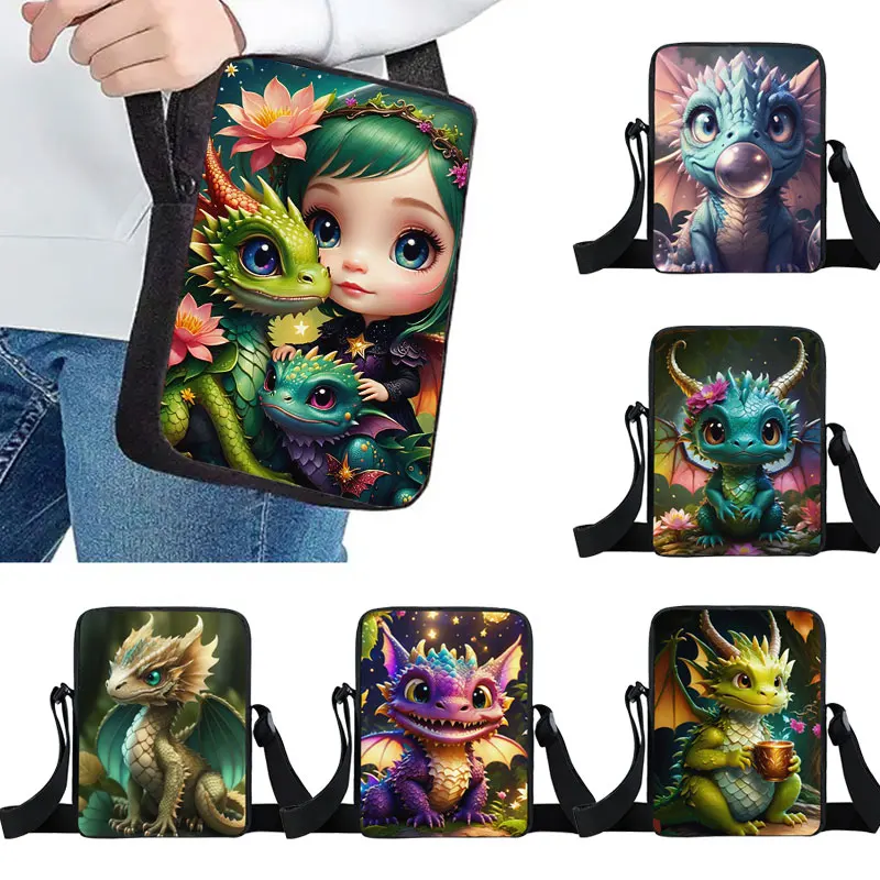 Top Trends: Cute Dragon Baby Pattern Crossbody Bags Cartoon Animals Women Handbag Fantasy Animal Shoulder Bags Messenger Bag Phone Holder Shoppable Styles