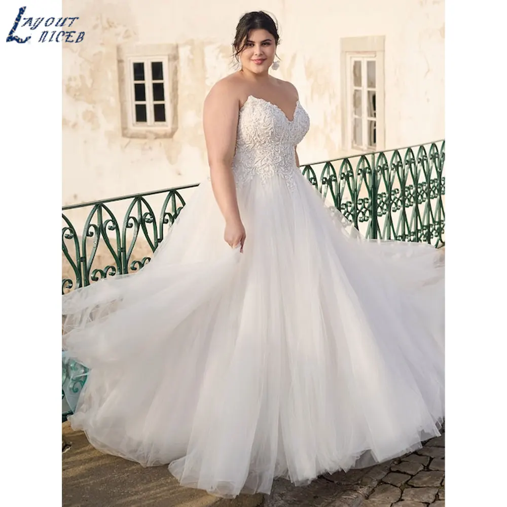 Top Trends: LAYOUT NICEB Beading Appliques A-Line Bridal Dress Strapless Backless Tulle Wedding Gowns Custom Made Vestido De Noiva Casamento Shoppable Styles