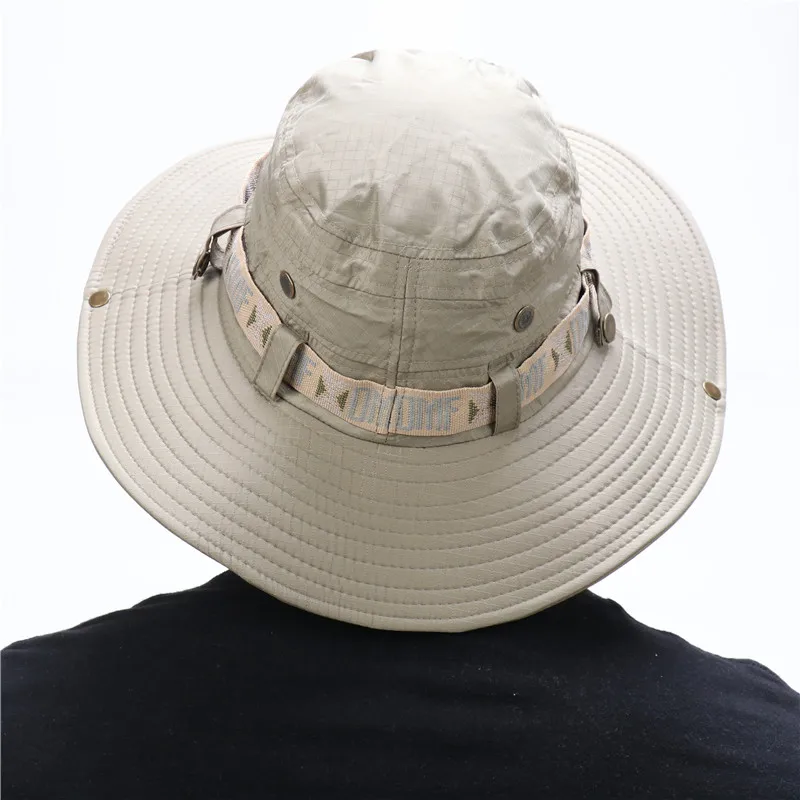 Top Trends: Summer Men Bucket Hat Outdoor UV Protection Wide Brim Panama Safari Hunting Hiking Hat Mesh Fisherman Hat Beach Sunscreen Cap Shoppable Styles - Image 3