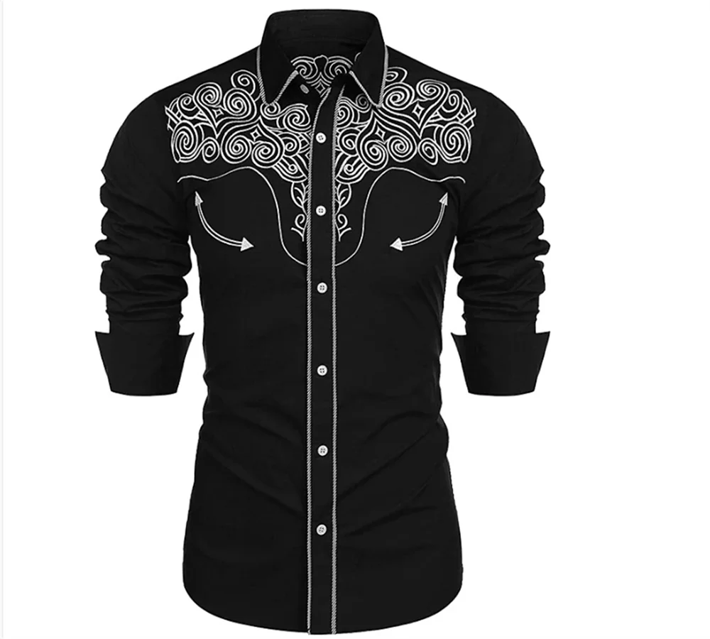 Top Trends: 2023 Tribal Ethnic Style Horse Outdoor Party Sports Casual Button Lapel Long Sleeve Shirt Fashion Men Tops Shoppable Styles