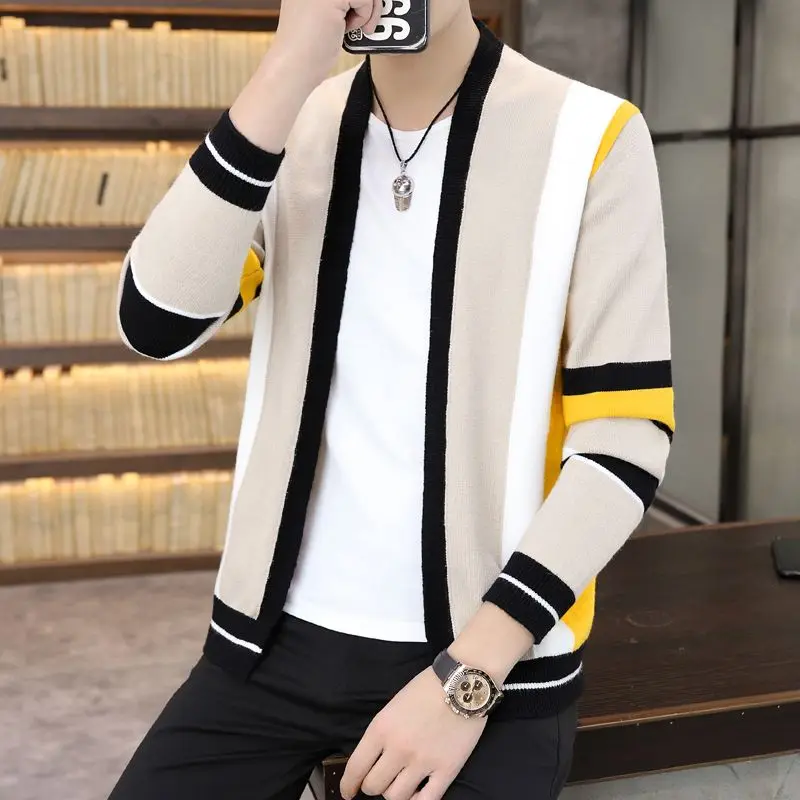 Top Trends: Men&#039;s Clothing Autumn And Winter New Temperament Versatile Fashion Splice Pockets Button Stripe Long Sleeve Commuting Sweater Shoppable Styles