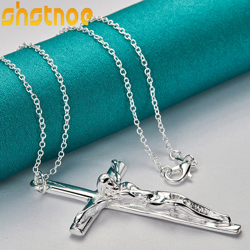 Top Trends: 925 Sterling Silver 16-30 Inch Chain Jesus Cross Pendant Necklace For Women Engagement Wedding Gift Fashion Charm Jewelry Shoppable Styles