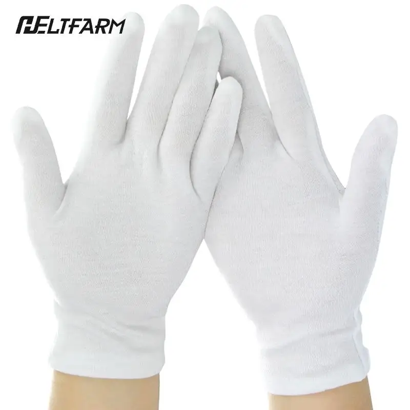 Top Trends: 1Pair Full Finger Men Women Etiquette White Cotton Gloves Waiters / Drivers / Jewelry / Workers Mittens Sweat Absorption Gloves Shoppable Styles