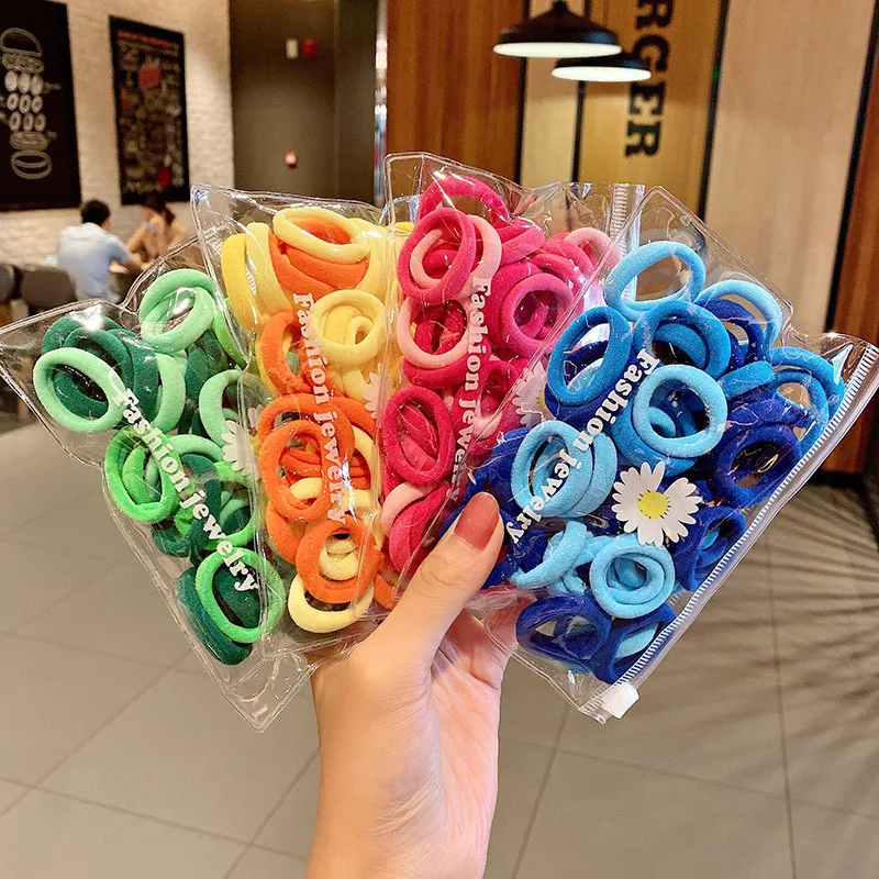 Top Trends: 50 / Set Women Girls 4CM 2CM Colorful Nylon Elastic Hair Bands Ponytail Holder Rubber Bands Scrunchie Headband Hair Accessories Shoppable Styles - Image 2