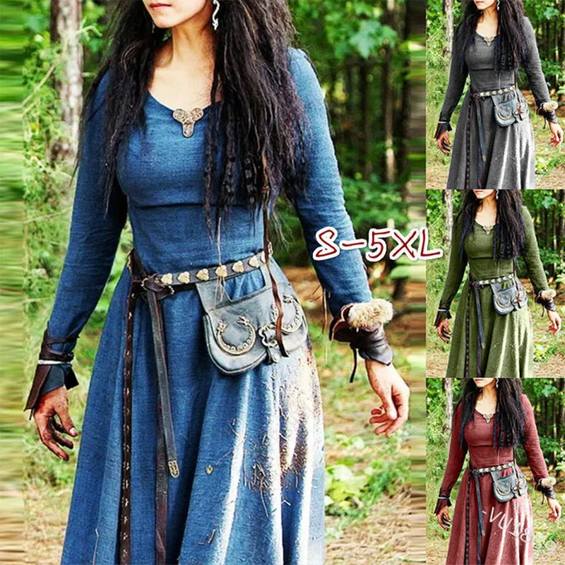 Top Trends: 2023 Medieval Dress Women Long Sleeve Maxi Robe Cosplay Dress Renaissance Celtic Viking Gothic Clothing Fantasy Ball Gown Shoppable Styles