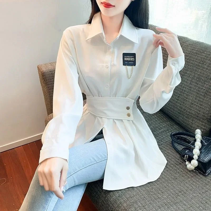 Top Trends: Women's Vintage Chic Slim Fit Black White Long Sleeve Button Up Shirt 2022 Spring Autumn Fashion Elegant Office Lady Blouse Tops Shoppable Styles