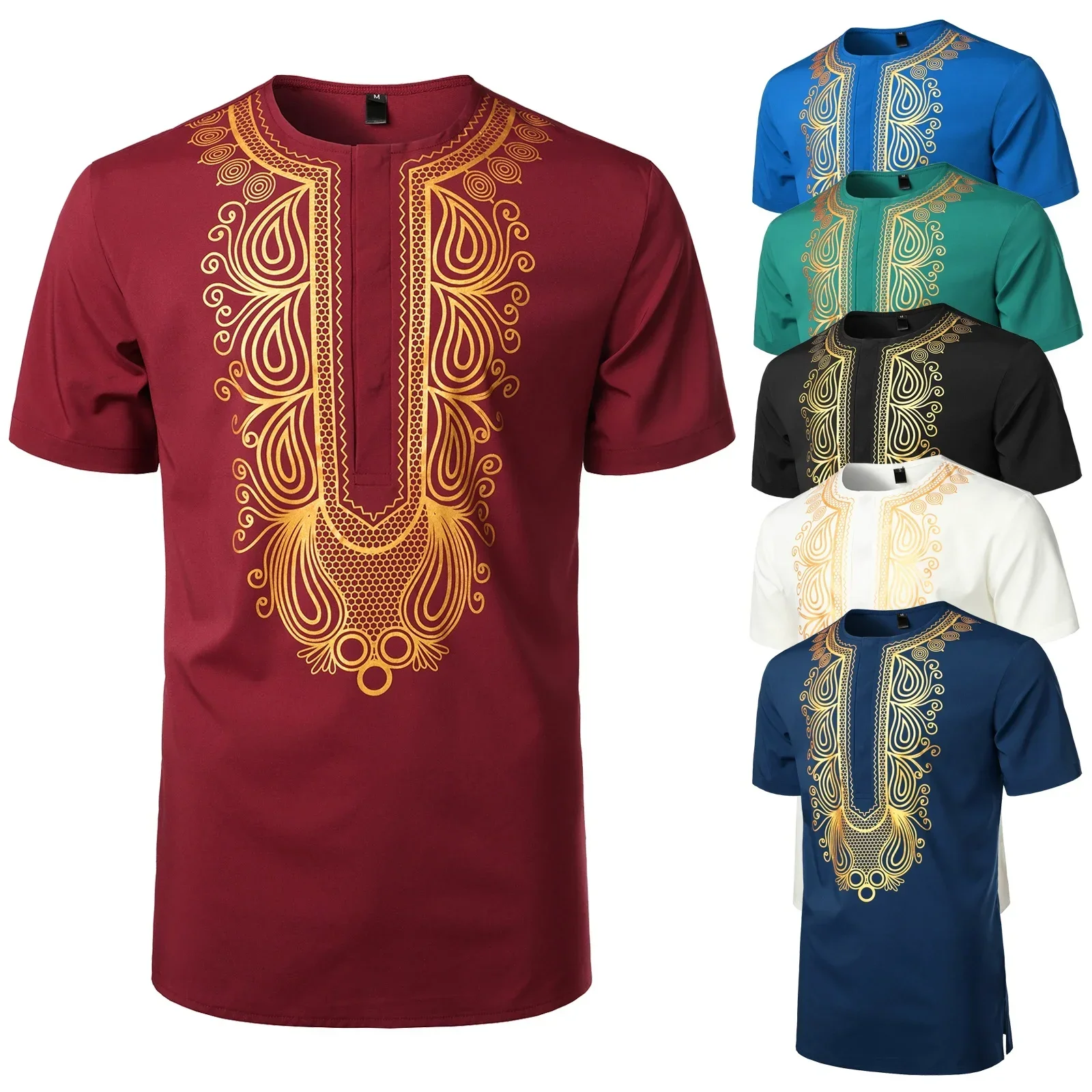 Top Trends: Men's African Style Gold Printed T-shirt 3D Printed Summer Lightweight And Comfortable Short Sleeved And Round Neck Top Ethnic R Shoppable Styles