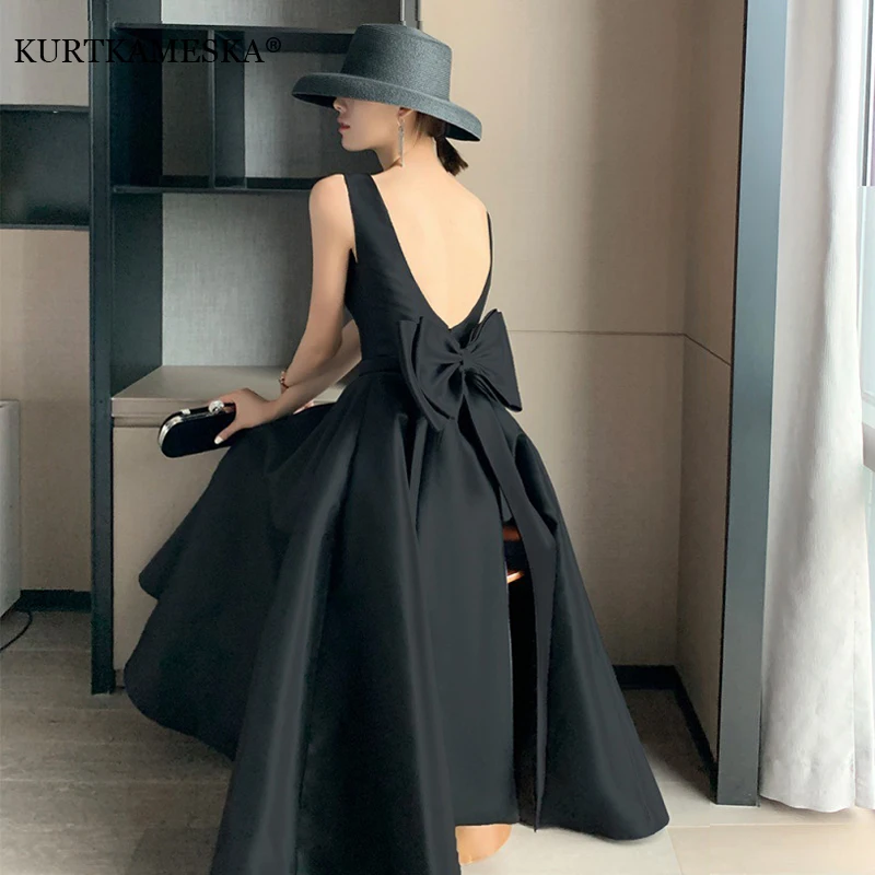 Top Trends: Sexy Backless Big Bow-tie Evening Guest Long Party Summer Dresses For Women 2022 Elegant Black Prom Birthday Ball Gown Vestidos Shoppable Styles