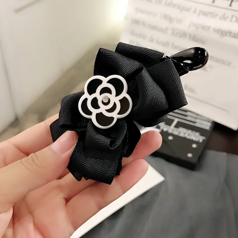 Top Trends: Hairpin Grip Clip Korean Cloth Medium Camellia Flower New Clips Ribbon Temperament Adult Banana Vertical Card Hair Accessories Shoppable Styles