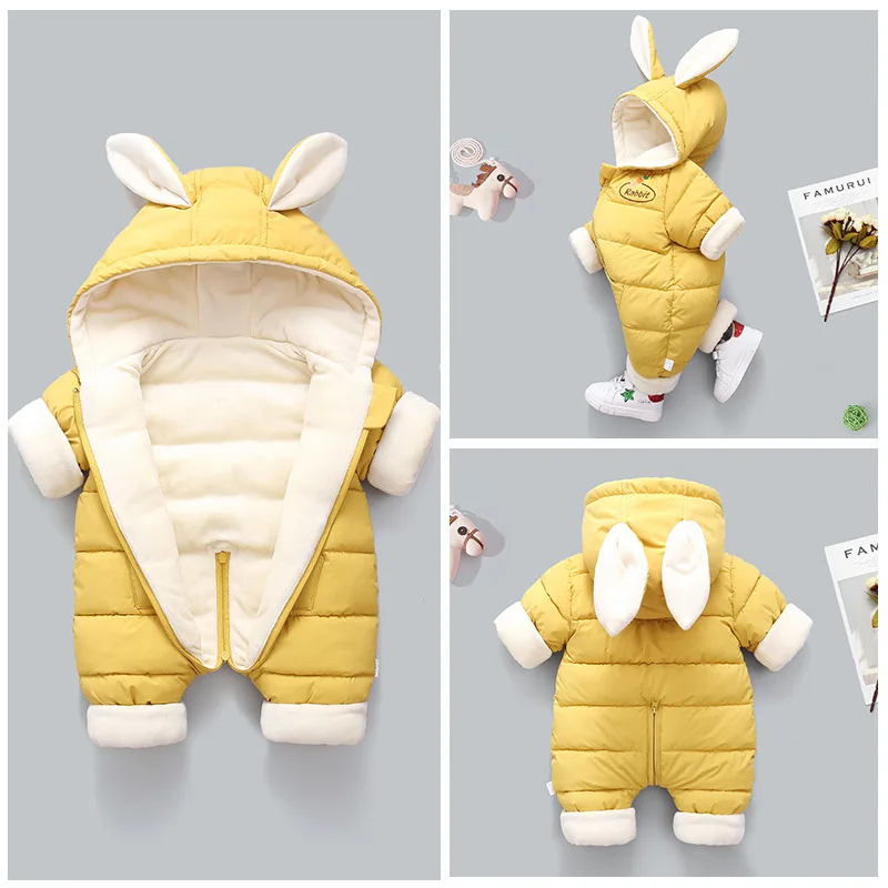 Top Trends: Infant Toddler One-piece Down Cotton Jacket Newborn Thicken Fleece Hooded Romper Baby Cartoon Warm Outerwear Kids Winter Coat Shoppable Styles