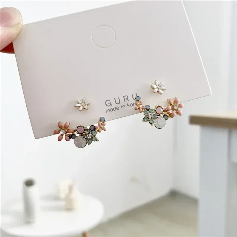 Top Trends: Korean Hot Fashion Jewelry Fresh Cute Hook Drop Oil Flower Stud Earrings Crystal Earring For Women Shoppable Styles