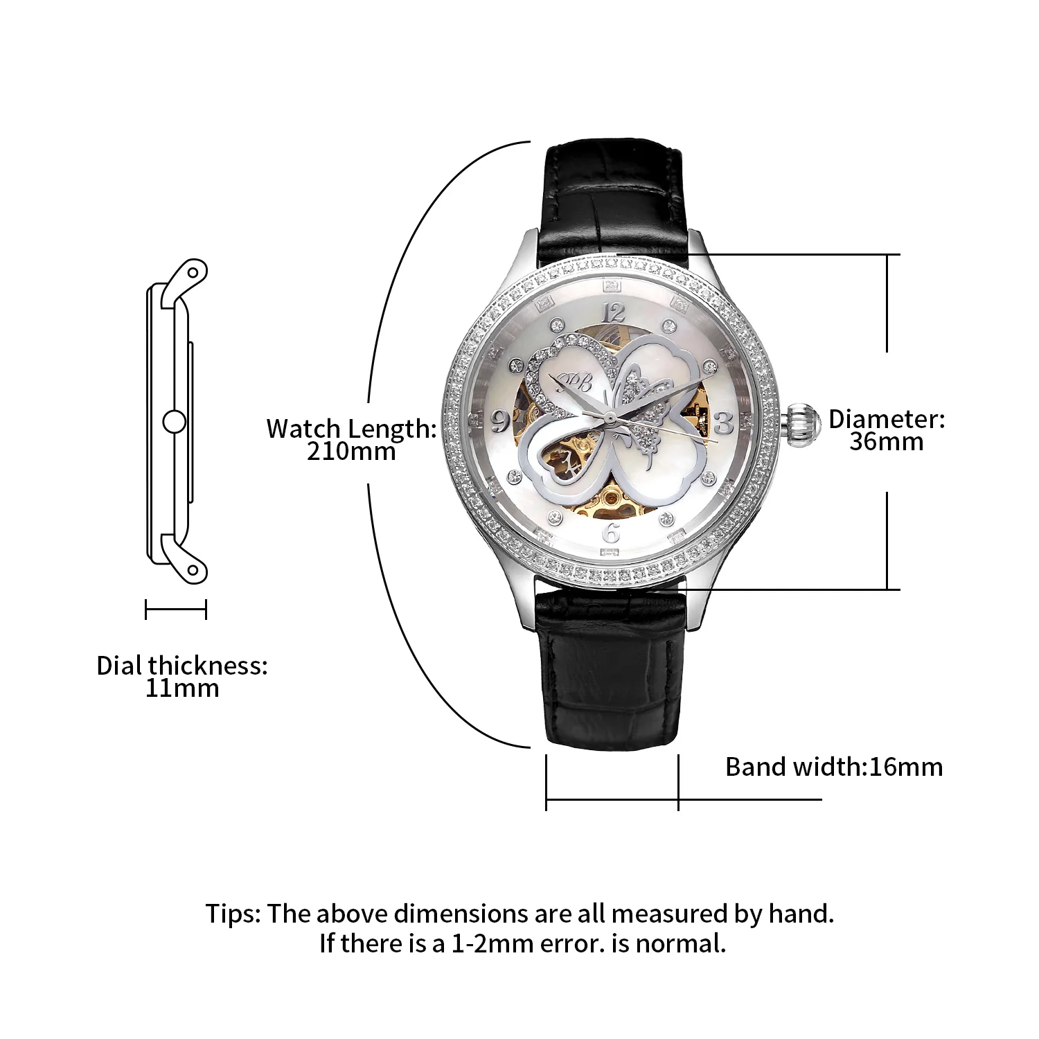 Top Trends: Mechanical Automatic Watch For Women Crystal Butterfly Four Leaf Clover Silver Hollow Dial Elegant Women Mechanical Wristwatches Shoppable Styles - Image 5