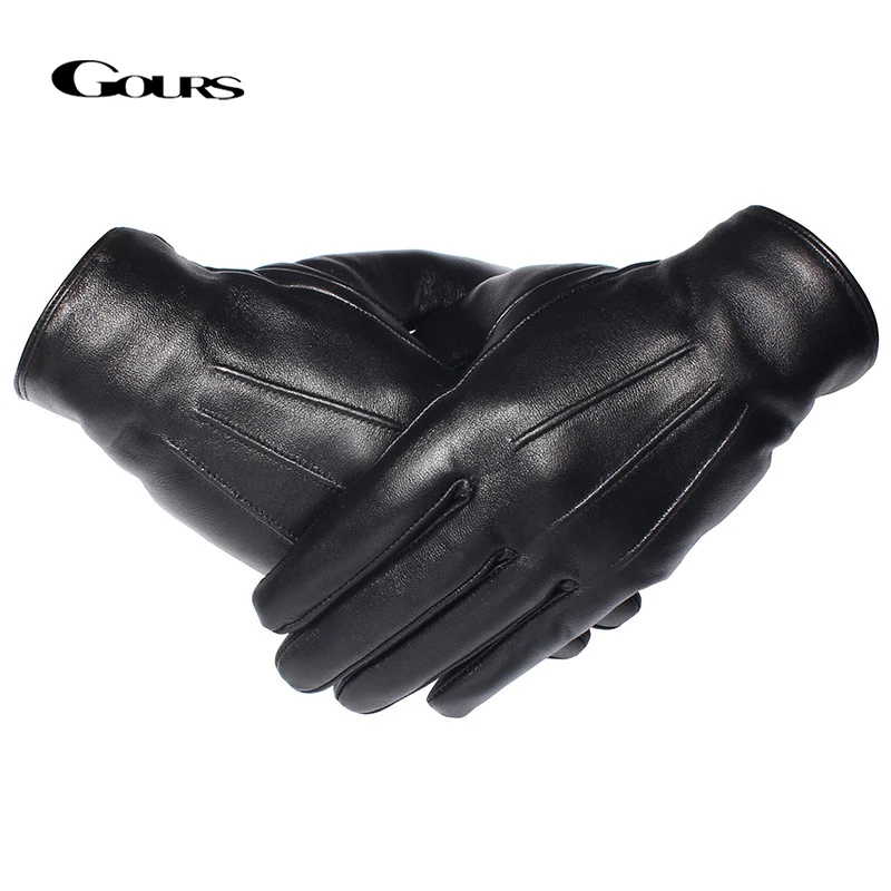 Top Trends: GOURS Winter Gloves Men Genuine Leather Gloves Touch Screen Black Real Sheepskin Wool Lining Warm Driving Gloves New GSM050 Shoppable Styles