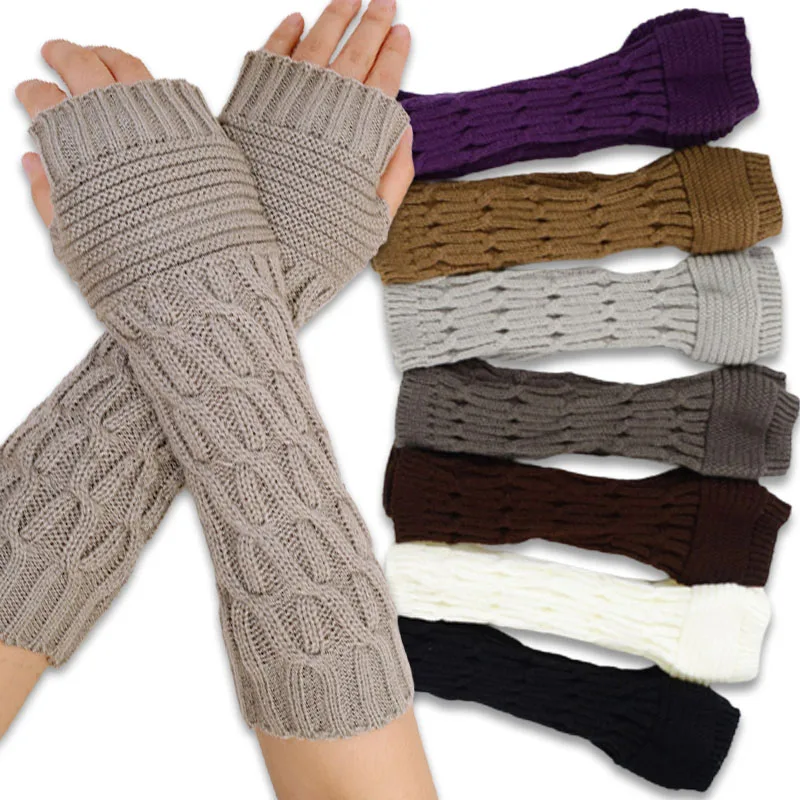 Top Trends: For Women Winter Knitted Long Hand Gloves Warm Embroidered Gloves Fingerless Gloves Women&#039;s Girls&#039; Guantes Invierno Mujer Luvas Shoppable Styles