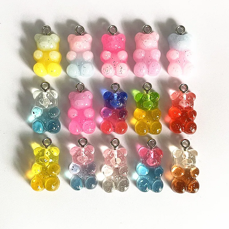 Top Trends: 10Pcs Candy Bear Pendant Charms For Necklace Bracelet Earrings Jewelry Making Diy Findings Resin Bears Christmas Making Shoppable Styles