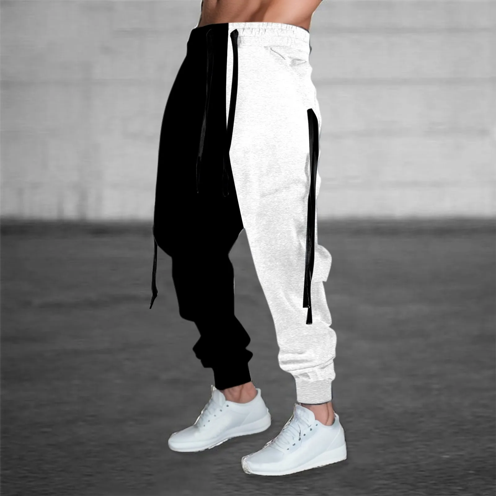 Top Trends: Youth Casual Pants 4 Season Black And White Color Pattern Sweatpants Bandage Hip Hop Trouser Fashion Cargo Male Sportswear Shoppable Styles