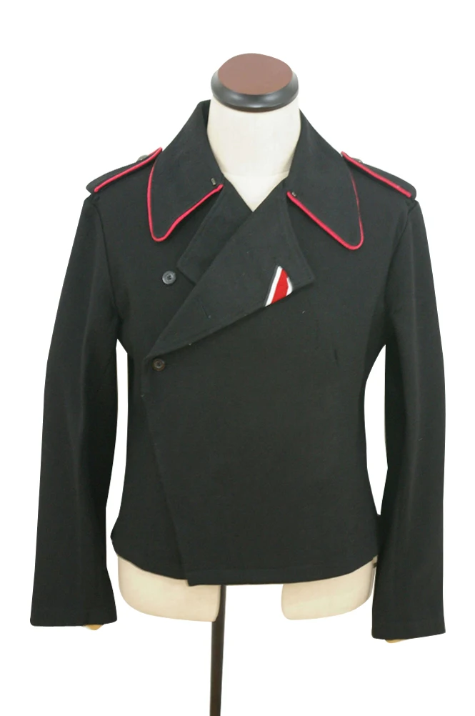 Top Trends: GUWC-003 WWII German Heer Hot Pink Collar Thread Panzer Black Wool Wrap / jacket Shoppable Styles