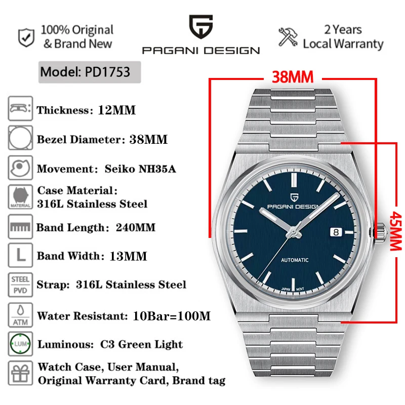 Top Trends: 2023 New PAGANI DESIGN 40MM Automatic Men's Mechanical Watch NH35 Sports Business Sapphire 10Bar AR Coated Clock Watch For Men Shoppable Styles - Image 2