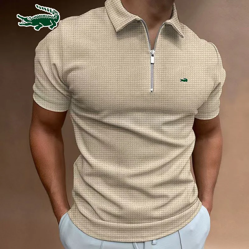 Top Trends: Men's Polo Shirt Fashion Stripe Stitching Casual Lapel Button Summer Men's Short Sleeve Slim Figure Breathable Routine Work Polo Shoppable Styles - Image 5