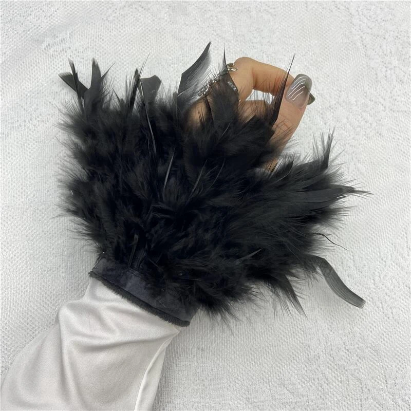 Top Trends: Colorful Feather Cuff Nail Ornament Wristband For Photo Manicure Feathers Sexy Handcuffs Manicure Accessories Bracelet Shoppable Styles