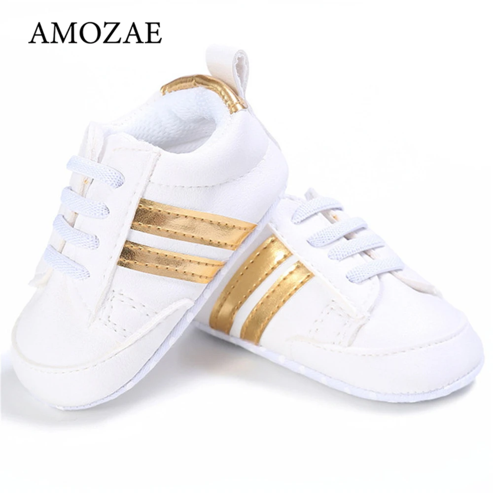 Top Trends: Baby Shoes Newborn Boys Sneaker Girls Two Striped First Walkers Kids Toddlers Lace Up PU Leather Soft Soles Sneakers 0-18 Months Shoppable Styles