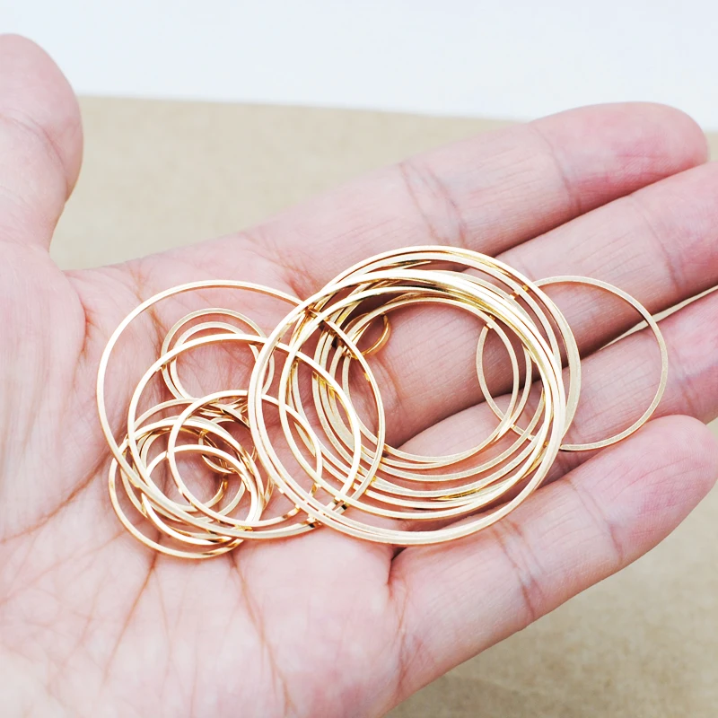 Top Trends: 50pcs / Lot Copper KC Gold Color Round Jewelry Accessories Fashion Contract Geometric Earrings Pendants DIY Making&Finding Shoppable Styles