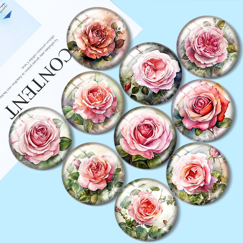 Top Trends: Pretty Framed Roses 10pcs 12mm / 16mm / 18mm Round Photo Glass Cabochon Demo Flat Back Making Findings Shoppable Styles