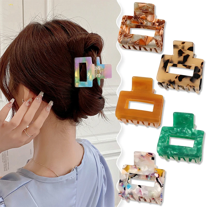 Top Trends: Acetate Square Hair Claws Tortoiseshell Marble Print Hairpin Acetic Acid Crab Clip Fashion Barrette Mini Women Hair Accessories Shoppable Styles