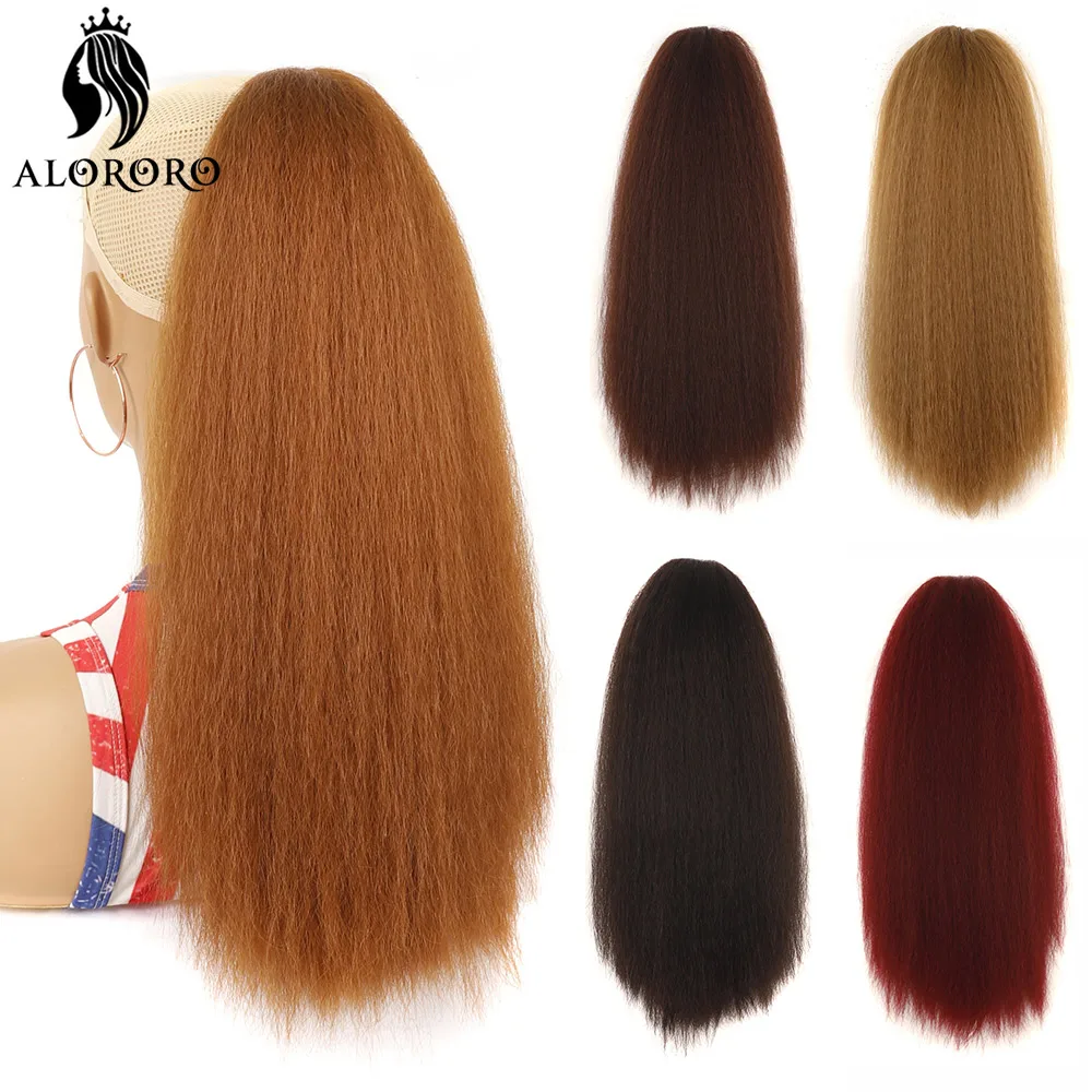 Top Trends: Alororo Afro Long Straight Puff Ponytail Synthetic Hair Drawstring Ponytail Hair Extensions Corn Curly Yaki Hairpiece For Women Shoppable Styles