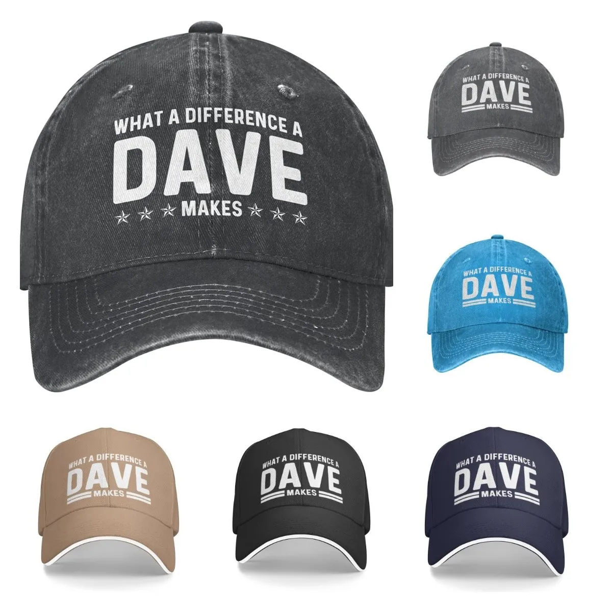 Top Trends: What A Difference A Dave Makes Denim Baseball Cap Hat For Men Dad Hat With Design Hats Four Seasons Casual Polyester One Size Shoppable Styles