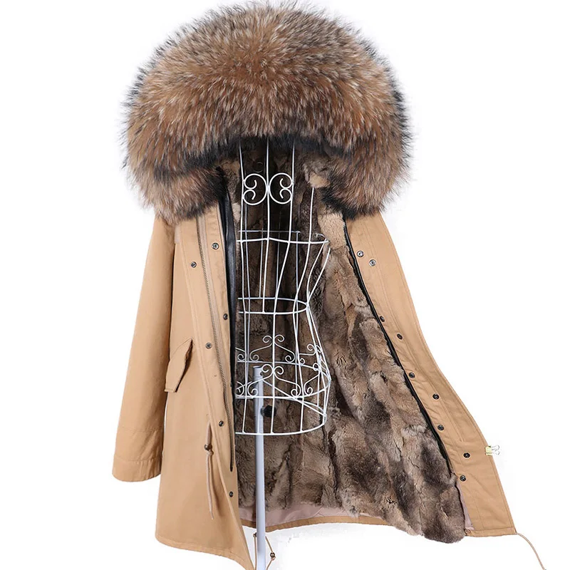 Top Trends: MAOMAOKONG 2022 Detachable Rabbit Fur Lining Hooded Jacket Woman Winter Coats Natural Fox Collar Real Fur Parka Female Clothing Shoppable Styles