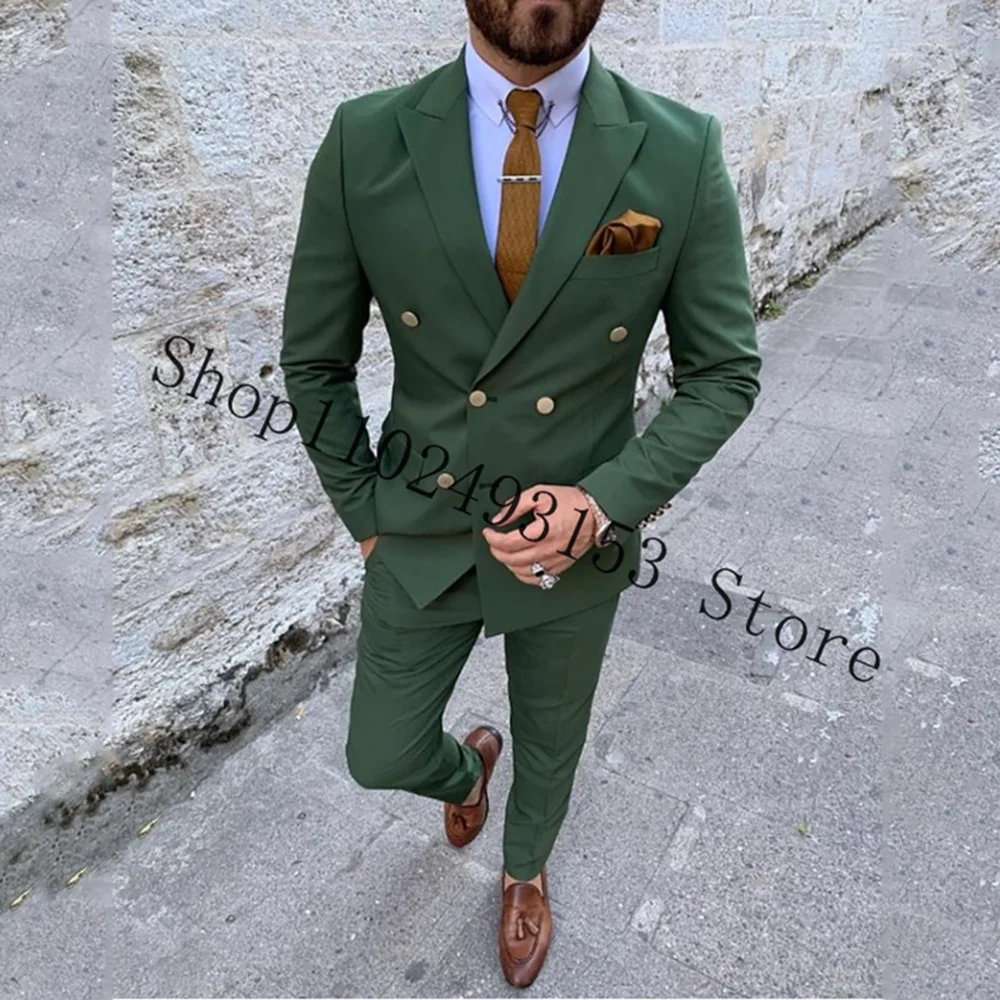 Top Trends: New Green Men&#039;s Suit Formal Groom Tuxedos Best Men Suits For Wedding Slim Fit 2 Pieces Suits Blazer Pants Trajes De Hombre Shoppable Styles