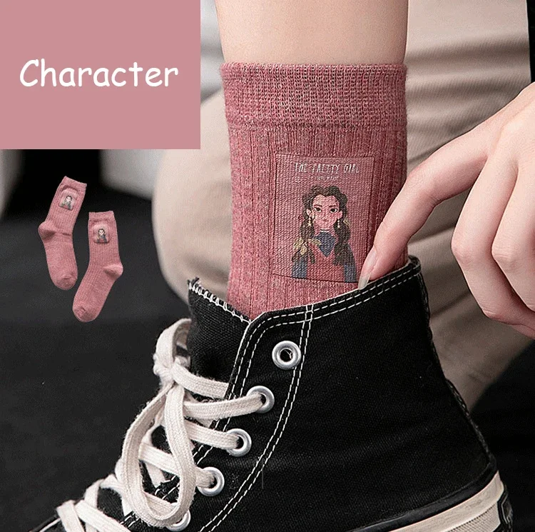 Top Trends: Cotton Women Long Socks Spring Autumn Breathable Deodorant New Cute Cartoon Fashion Brief Wild Trend Motion Cotton Socks Women Shoppable Styles - Image 2